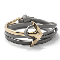 LKO 2017 Fashion Jewelry Hot Sale 76cm PU Leather Bracelet Men Anchor Bracelets For Women Best Friend Gift Free Shipping 1-12