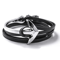 LKO 2017 Fashion Jewelry Hot Sale 76cm PU Leather Bracelet Men Anchor Bracelets For Women Best Friend Gift Free Shipping 1-12