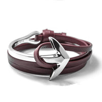 LKO 2017 Fashion Jewelry Hot Sale 76cm PU Leather Bracelet Men Anchor Bracelets For Women Best Friend Gift Free Shipping 1-12