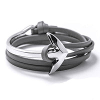 LKO 2017 Fashion Jewelry Hot Sale 76cm PU Leather Bracelet Men Anchor Bracelets For Women Best Friend Gift Free Shipping 1-12