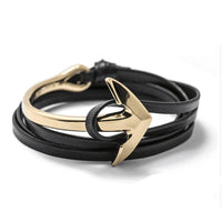 LKO 2017 Fashion Jewelry Hot Sale 76cm PU Leather Bracelet Men Anchor Bracelets For Women Best Friend Gift Free Shipping 1-12