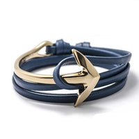 LKO 2017 Fashion Jewelry Hot Sale 76cm PU Leather Bracelet Men Anchor Bracelets For Women Best Friend Gift Free Shipping 1-12