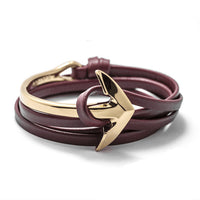LKO 2017 Fashion Jewelry Hot Sale 76cm PU Leather Bracelet Men Anchor Bracelets For Women Best Friend Gift Free Shipping 1-12
