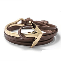 LKO 2017 Fashion Jewelry Hot Sale 76cm PU Leather Bracelet Men Anchor Bracelets For Women Best Friend Gift Free Shipping 1-12