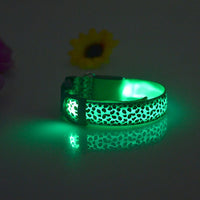 Pet Dogs Collar Safety LED Flash Light Collars Dog Leopard Collar Neck Strap