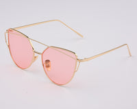 RunBird 2017 New Women Fahion Luxury Flat Top Cat Eye Sunglasses Women Twin Beam Sun Glasses Double-Deck Alloy Frame UV400 M195