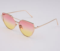 RunBird 2017 New Women Fahion Luxury Flat Top Cat Eye Sunglasses Women Twin Beam Sun Glasses Double-Deck Alloy Frame UV400 M195