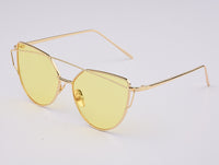 RunBird 2017 New Women Fahion Luxury Flat Top Cat Eye Sunglasses Women Twin Beam Sun Glasses Double-Deck Alloy Frame UV400 M195