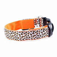 Pet Dogs Collar Safety LED Flash Light Collars Dog Leopard Collar Neck Strap