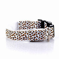 Pet Dogs Collar Safety LED Flash Light Collars Dog Leopard Collar Neck Strap