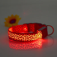 Pet Dogs Collar Safety LED Flash Light Collars Dog Leopard Collar Neck Strap