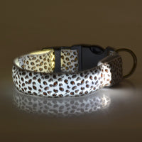 Pet Dogs Collar Safety LED Flash Light Collars Dog Leopard Collar Neck Strap