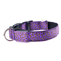 Pet Dogs Collar Safety LED Flash Light Collars Dog Leopard Collar Neck Strap