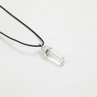 Hexagonal Column Necklaces Natural Crystal Pendants Pink Purple Stone Pendant Leather Chains Necklace For Women Fine Jewelry