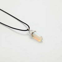 Hexagonal Column Necklaces Natural Crystal Pendants Pink Purple Stone Pendant Leather Chains Necklace For Women Fine Jewelry